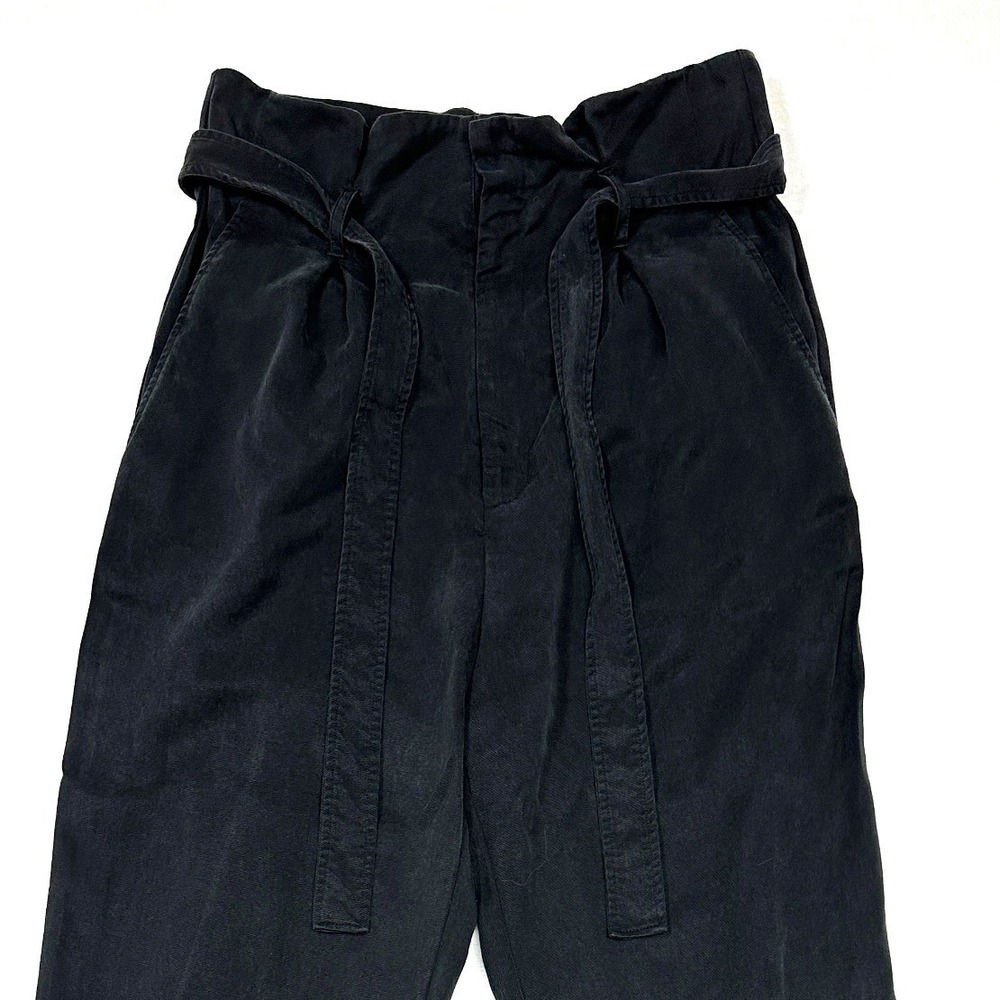 Reformation Avalon Pants Womens 8 Black High Waist Tie Ankle Paperboy Trousers - Picture 15 of 16